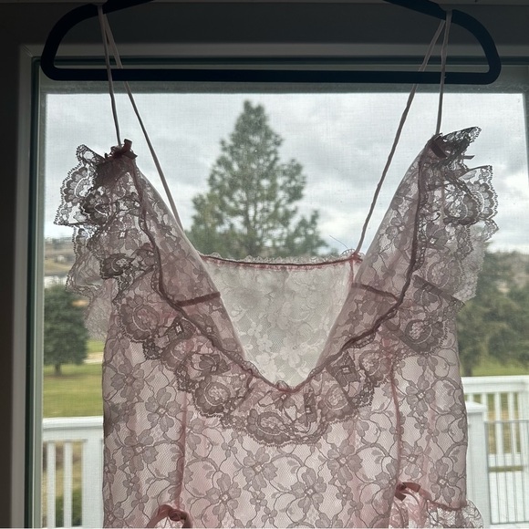 Vintage TOSCA lingerie made in California pink lace Teddy large nylon JCPenney - Picture 4 of 8